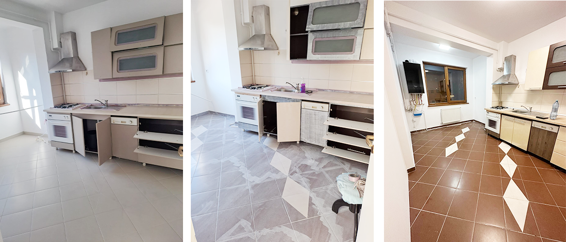 transformare bucatarie prin vopsire gresie 