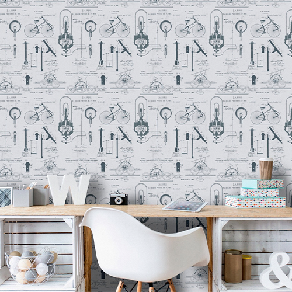 PATENTS Grey Premium Wallpaper