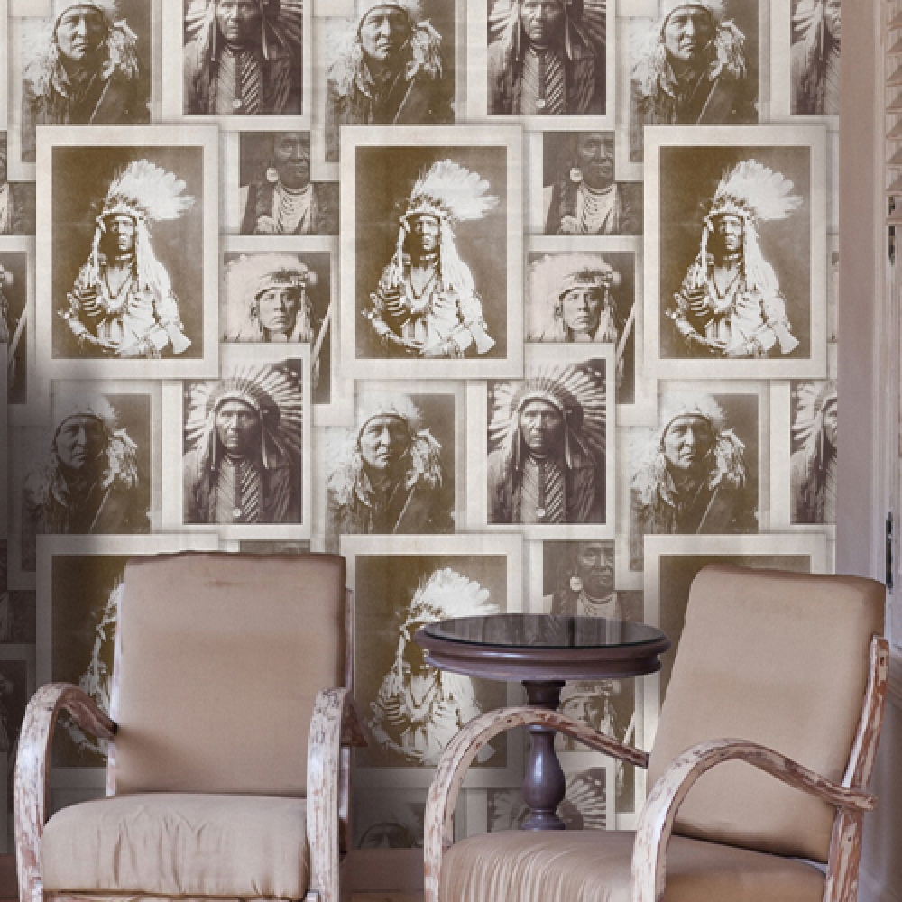 INDIAN CHIEFS Sepia Premium Wallpaper