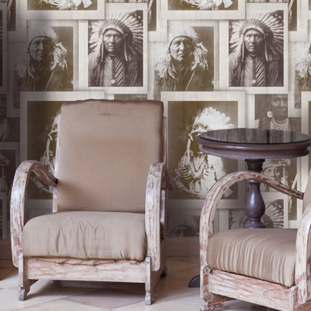 INDIAN CHIEFS Sepia Premium Wallpaper